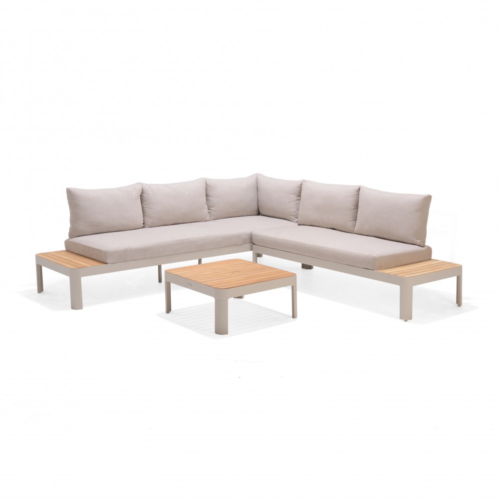 2. Portals sofa set, wcsh 8878, coffee square table 72x72cm, 32h, ALU CSNM, TEA FSC, PN66545C, PN67046C, PN5397C